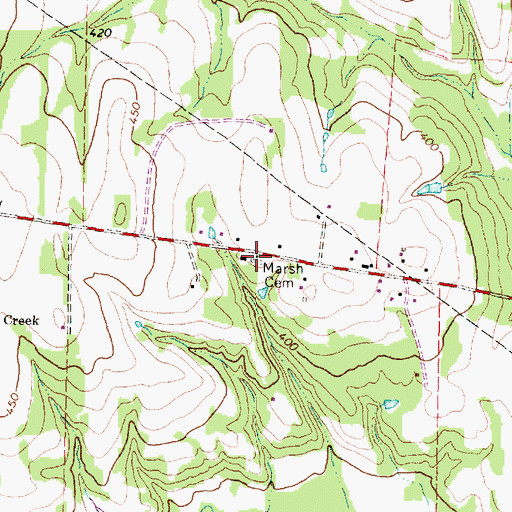 Topographic Map of Marsh Cemetery, TX