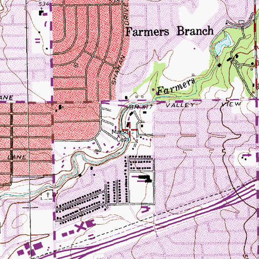 Topographic Map of Marsh Cemetery, TX