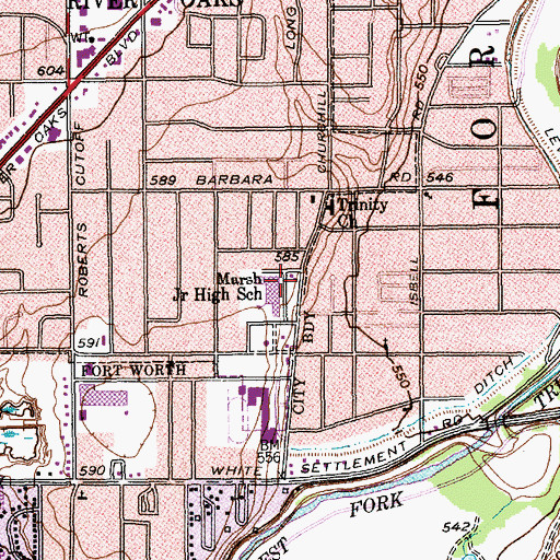 Topographic Map of Marsh Junior High School, TX