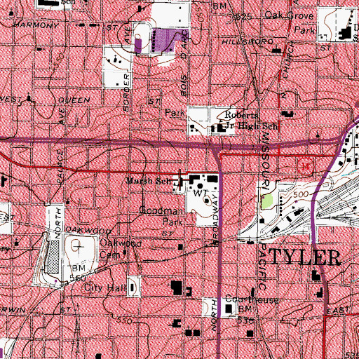 Topographic Map of Marsh School, TX
