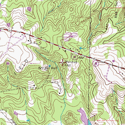 Topographic Map of Marshall Cemetery, TX