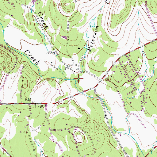 Topographic Map of Marshall Creek, TX