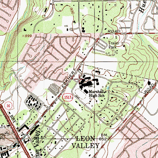 Topographic Map of Marshall High School, TX