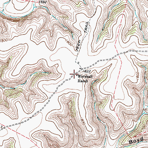 Topographic Map of Marshall Ranch, TX