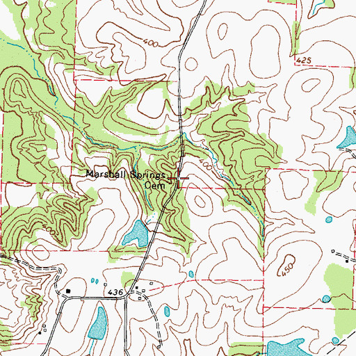 Topographic Map of Marshall Springs Cemetery, TX