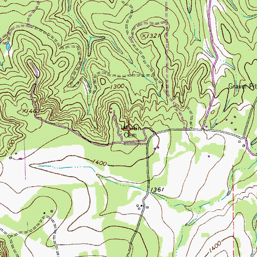 Topographic Map of Martin Cemetery, TX