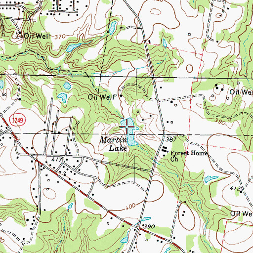 Topographic Map of Martin Lake, TX