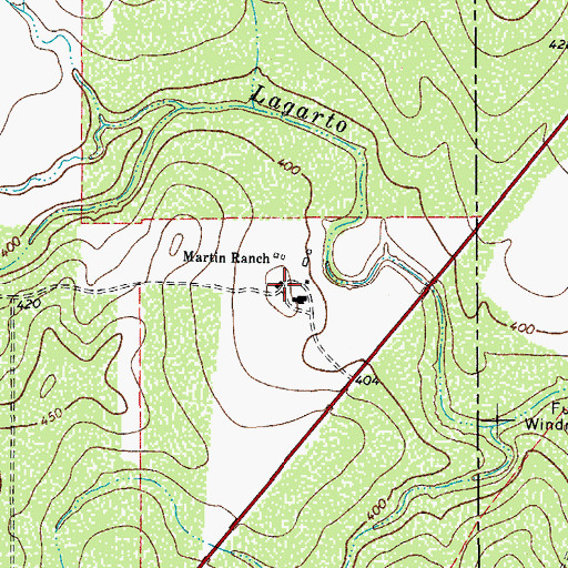 Topographic Map of Martin Ranch, TX