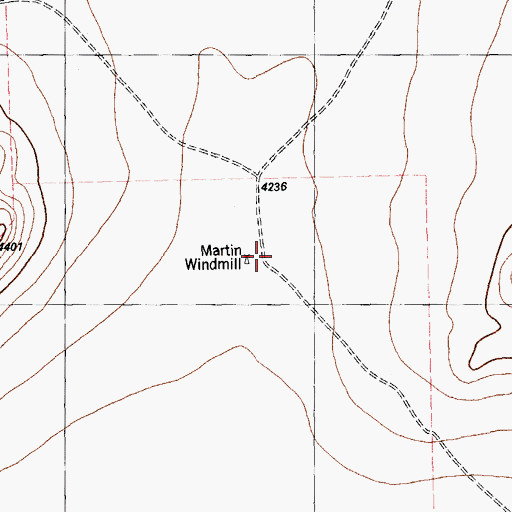 Topographic Map of Martin Ranch, TX