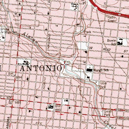 Topographic Map of Martinez Creek, TX