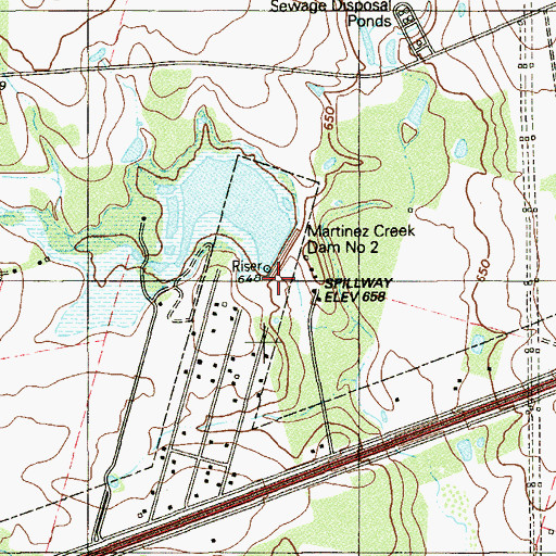 Topographic Map of Martinez Creek Dam Number 2, TX