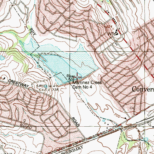 Topographic Map of Martinez Creek Dam Number 4, TX