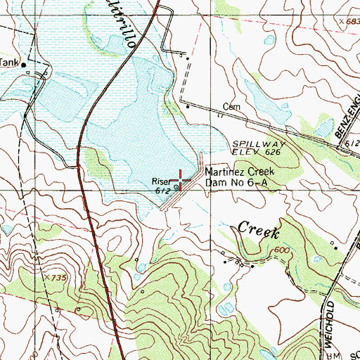 Topographic Map of Martinez Creek Dam Number 6-A, TX