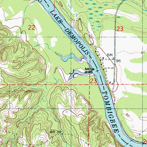 Topographic Map of Caney Slough, AL