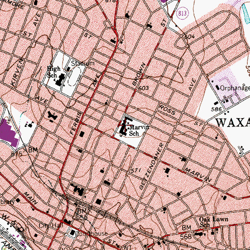 Topographic Map of Marvin School, TX