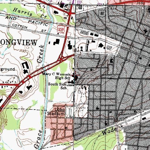 Topographic Map of Mary C Womack High School, TX