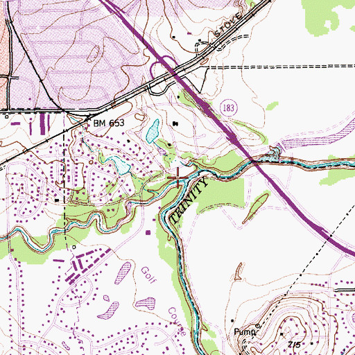 Topographic Map of Marys Creek, TX