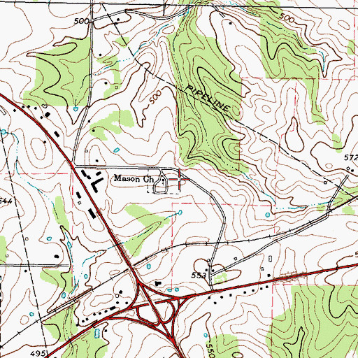 Topographic Map of Mason Church, TX