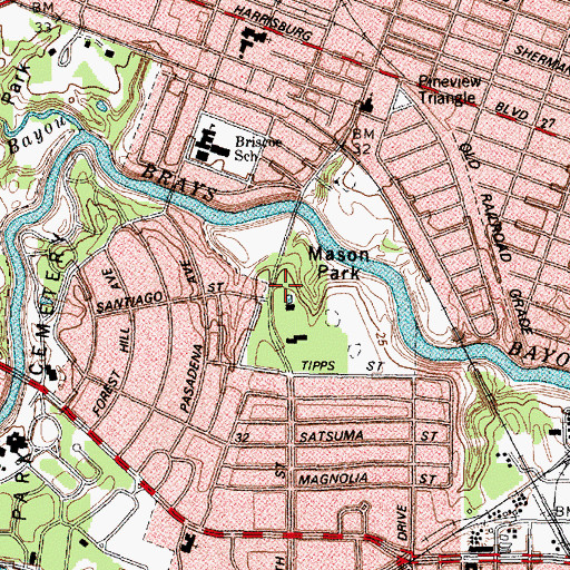 Topographic Map of Mason Park, TX
