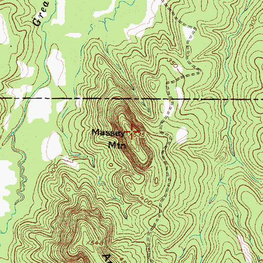 Topographic Map of Massey Mountain, TX