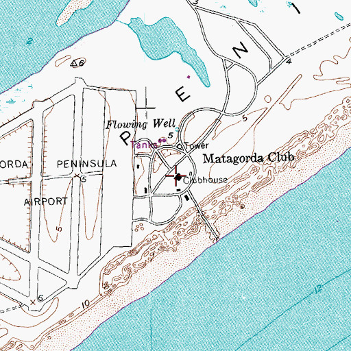 Topographic Map of Matagorda Club, TX