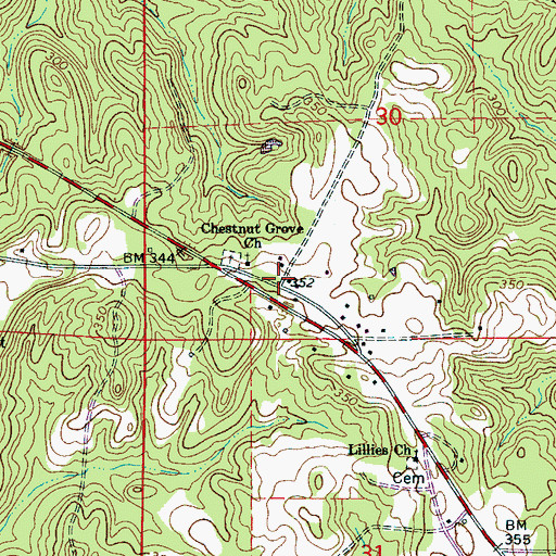 Topographic Map of Chesnut Grove, AL