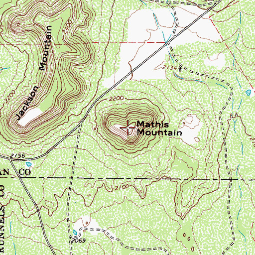 Topographic Map of Mathis Mountain, TX