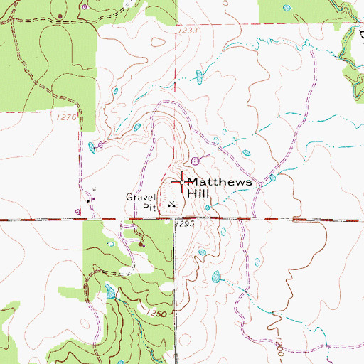 Topographic Map of Matthews Hill, TX