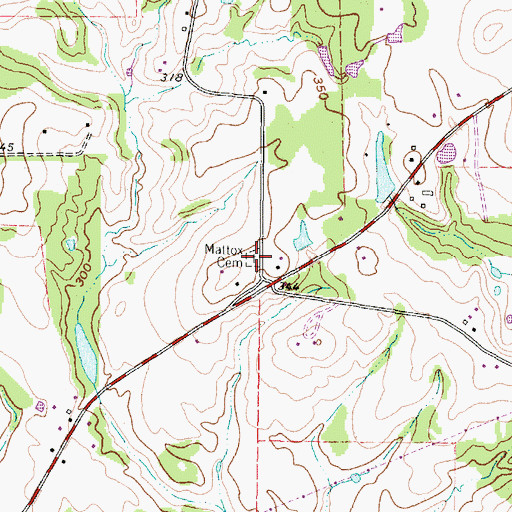 Topographic Map of Mattox Cemetery, TX