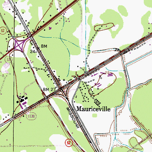 Topographic Map of Mauriceville, TX