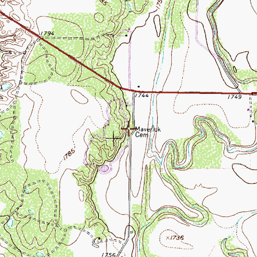 Topographic Map of Maverick Cemetery, TX