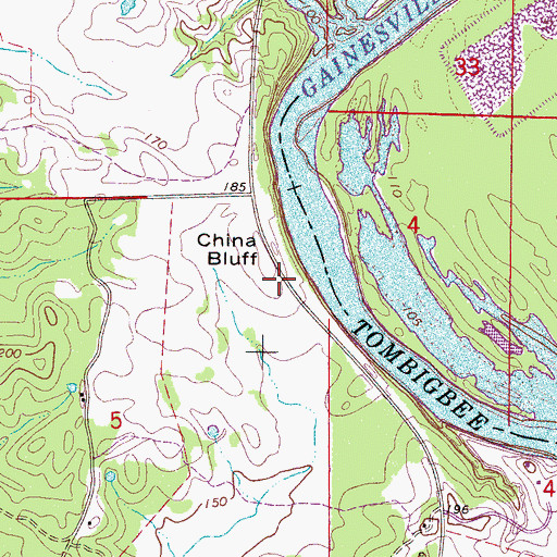 Topographic Map of China Bluff Access Area, AL