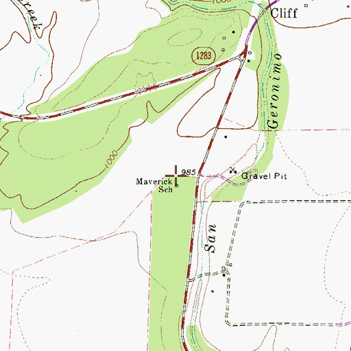 Topographic Map of Maverick School, TX
