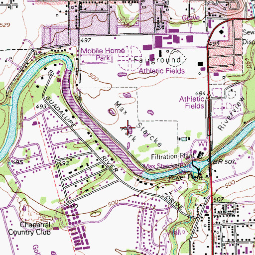 Topographic Map of Max Starcke Park, TX