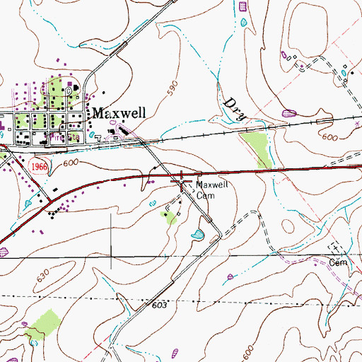 Topographic Map of Maxwell Cemetery, TX