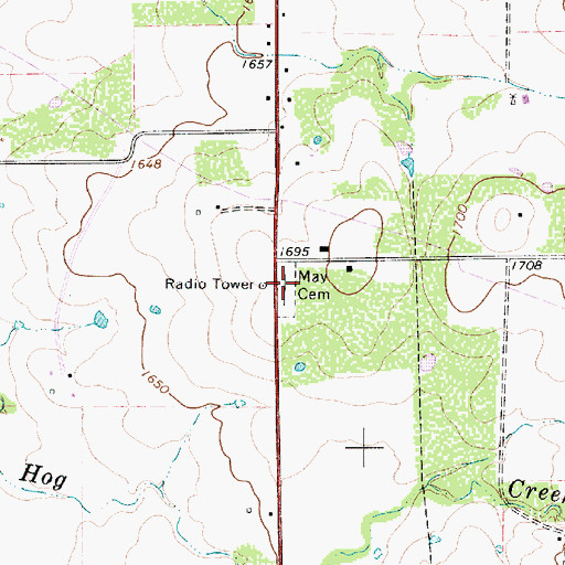 Topographic Map of May Cemetery, TX