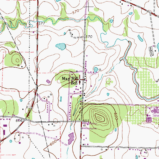 Topographic Map of May Hill School, TX