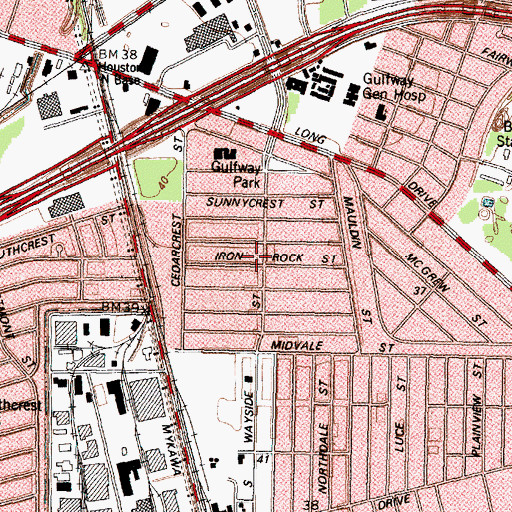 Topographic Map of Mayfair, TX