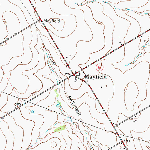 Topographic Map of Mayfield, TX