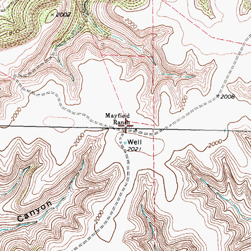 Topographic Map of Mayfield Ranch, TX