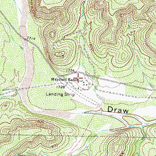 Topographic Map of Mayfield Ranch, TX