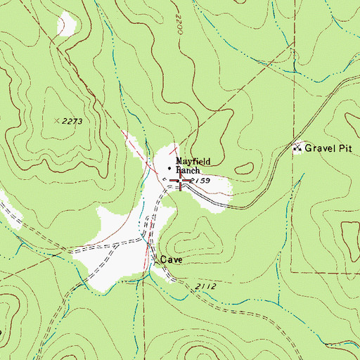Topographic Map of Mayfield Ranch, TX
