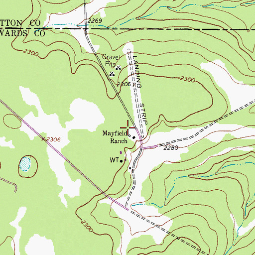 Topographic Map of Mayfield Ranch, TX