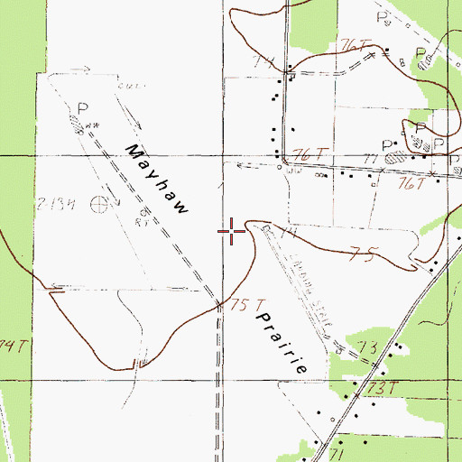 Topographic Map of Mayhaw Prairie, TX