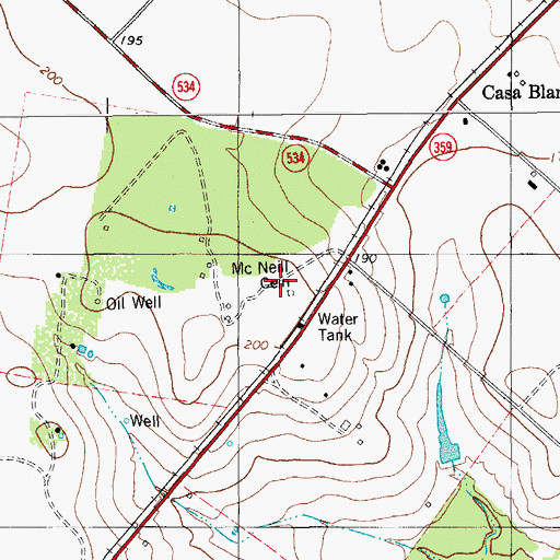 Topographic Map of McNeill Cemetery, TX