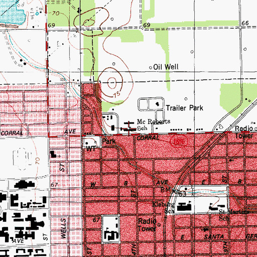 Topographic Map of McRoberts School, TX