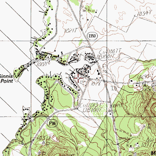 Topographic Map of McAdams Cemetery, TX