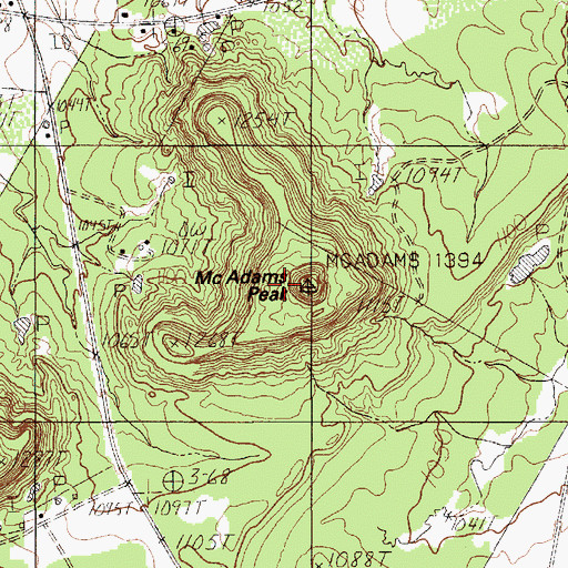 Topographic Map of McAdams Peak, TX