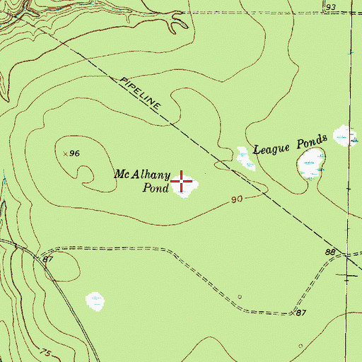 Topographic Map of McAlhany Pond, TX
