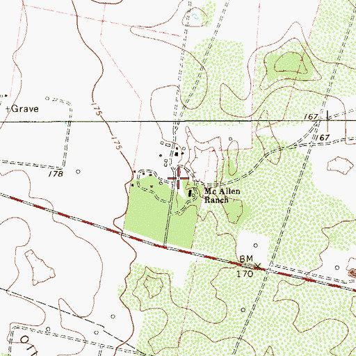 Topographic Map of McAllen Ranch, TX